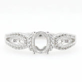 14K White Gold Semi Mount Ring Setting Oval OV 7X5mm MQ 4x2mm 3 Stones GTL20235R - Syzjewelry